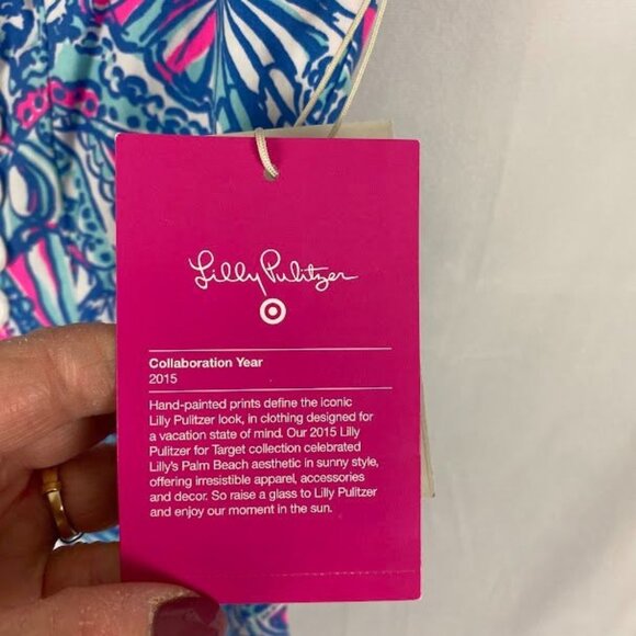 Lilly Pulitzer For Target NWT My Fans Sleeveless Split Neck Shift Mini Dress Wo - Picture 15 of 16